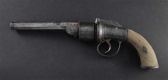 A 19th century six shot transitional revolver, 12.5in.